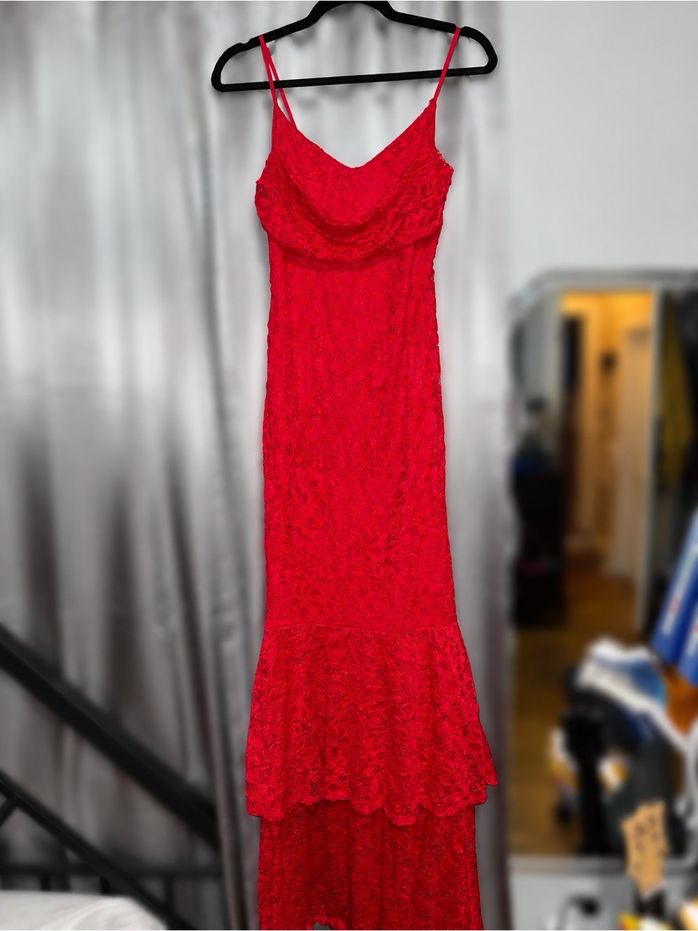 Red Lace Mermaid Slip Dress - Women